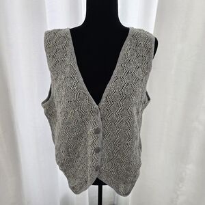 Vintage Colter Bay Sweater Vest Knitted Large Gray USA Cottage Grandma Western